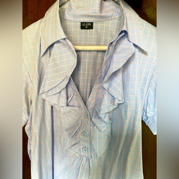 Olian Maternity from Miami ruffle button short sleeved blouse - Picture 11 of 11